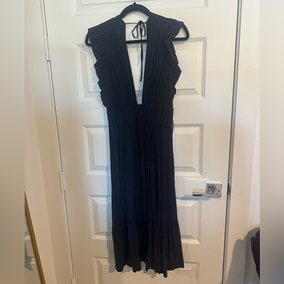 NWT Stillwater Jessie Midi Dress Navy Metallic Stripe - Picture 5 of 10